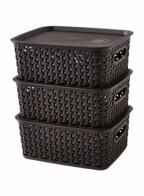 3-Piece Spectra Basket Set Brown 20x25x10centimeter