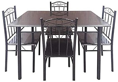 Generic Ae Wooden And Steel 5 Piece Dining Set - Mahogany