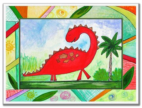 The Kids Room By Stupell Red Dinosaur Rectangle Wall Plaque