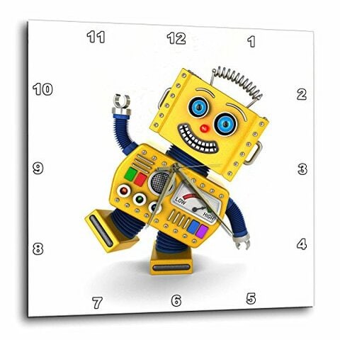 3Drose Yellow Toy Robot Goofing Around - Wall Clock, 13 By 13-Inch (Dpp_172017_2)