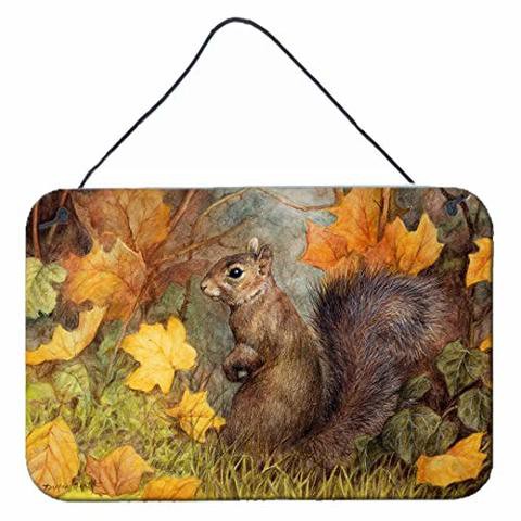 Caroline&#39;s Treasures Bdba0097Ds812 Grey Squirrel In Fall Leaves Wall Or Door Hanging Prints, 8X12, Multicolor