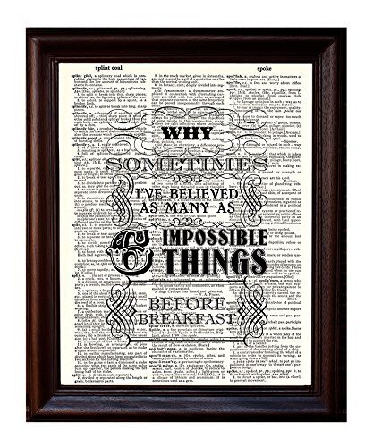 Fresh Prints of CT Dictionary Art Alice In Wonderland Quote - Printed On Upcycled Vintage Dictionary Paper - 8&quot;X11&quot; Art Poster/Print