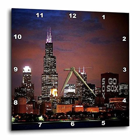 3Drose Chicago Skyline At Night - Wall Clock, 13 By 13-Inch (Dpp_26369_2)