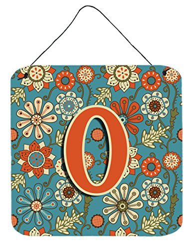 Caroline&#39;s Treasures Cj2012-Ods66 Letter O Flowers Retro Blue Wall Or Door Hanging Prints, 6X6, Multicolor