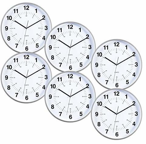 Kieragrace Contemporary Wall-Clocks, Set Of 6, Silver