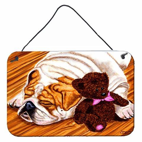 Caroline&#39;s Treasures Amb1003Ds812 English Bulldog And Teddy Bear Wall Or Door Hanging Prints, 8X12, Multicolor