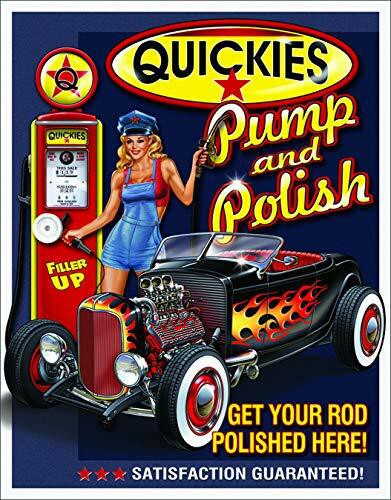 Desperate Enterprises Quickies Pump &amp; Polish Tin Sign, 12.5&quot; W X 16&quot; H