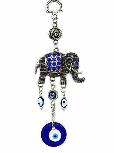 Betterdecor Blue Evil Eye With Elephant Car Or Wall Hanging Ornament For Protection-032