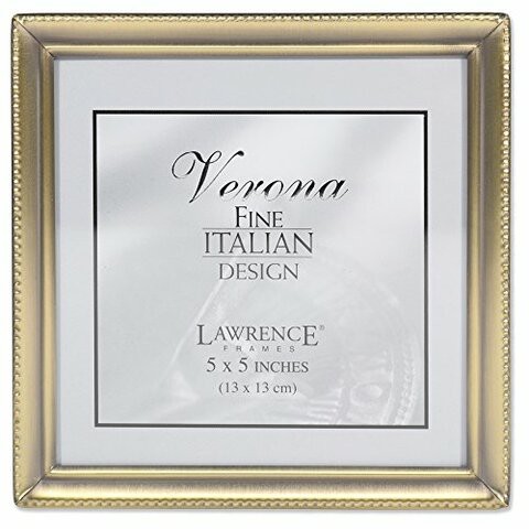 Lawrence Frames Antique Brass 5X5 Picture Frame - Bead Border Design