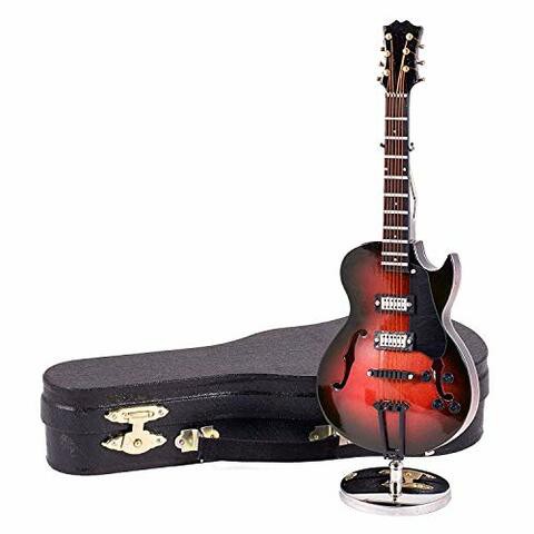 Brown Electric Guitar Music Instrument Miniature Replica With Case - Size 7 In. By Broadway Gifts,Multicolor