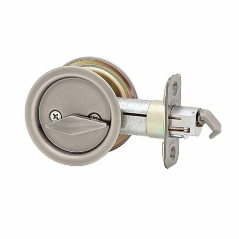 Kwikset 335 Round Bed/Bath Pocket Door Lock In Antique Nickel