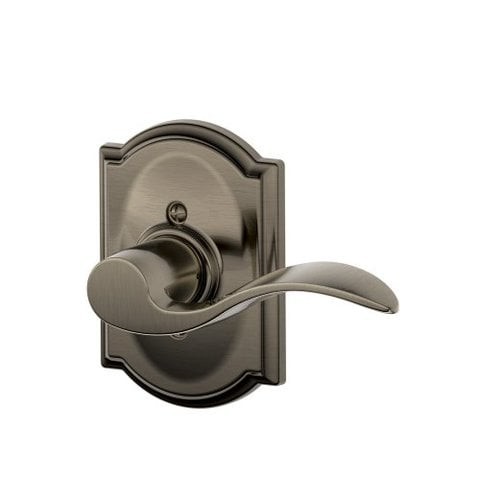 Schlage Accent Lever With Camelot Trim Non-Turning Lock In Antique Pewter - Right Handed - F170 Acc 620 Cam Rh