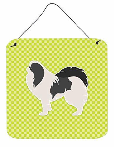 Caroline&#39;s Treasures Bb3837Ds66 Japanese Chin Checkerboard Green Wall Or Door Hanging Prints, 6X6, Multicolor