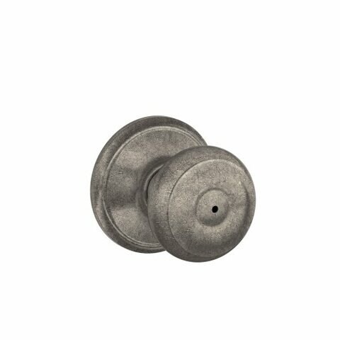 Schlage F40 Geo 621 Georgian Privacy Knob, Distressed Nickel