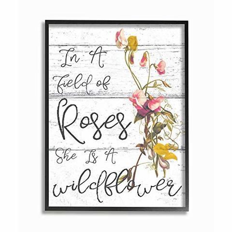 Stupell Industries Be A Wildflower Cursive Typography Framed Giclee Texturized Art, 11 X 1.5 X 14, Proudly Made In Usa