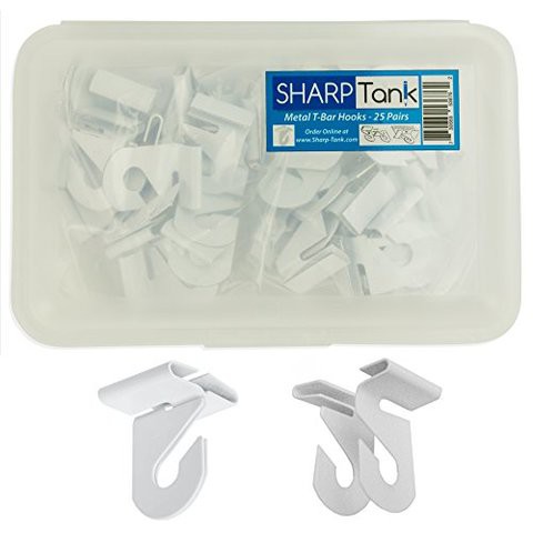 Sharptank Classroom Ceiling Hooks (Pack Of 25 Pairs - 50 Pieces Total) - High Strength Aluminum Ceiling Track Bar-Clamp Fastener Designed