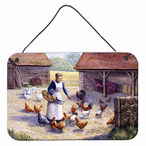 Caroline&#39;s Treasures Bdba0352Ds812 Chicken Hen Feeding Time Wall Or Door Hanging Prints, 8X12, Multicolor