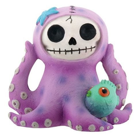 Summit Collection Furrybones Purple Octopee Signature Skeleton In Octopus Costume With Puffer Fish Friend