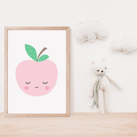 Sweet Pea Sleepy Pink Apple Wall Art Print