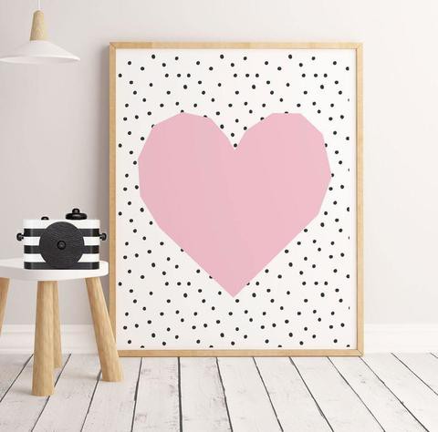 Sweet Pea Pink Heart Wall Art Print