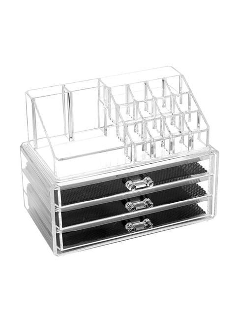 Goldedge - 3-Drawer Storage Case Clear