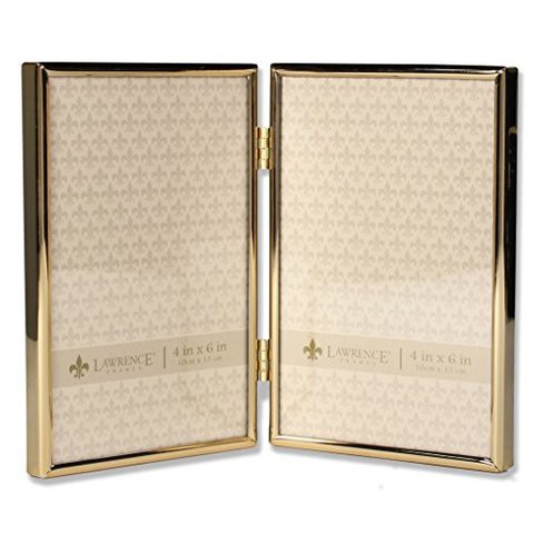 Lawrence Frames 4X6 Hinged Double Simply Gold Metal Picture Frame