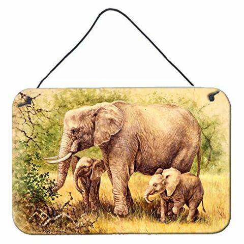 Caroline&#39;s Treasures Bdba0112Ds812 Elephants By Daphne Baxter Wall Or Door Hanging Prints, 8X12, Multicolor