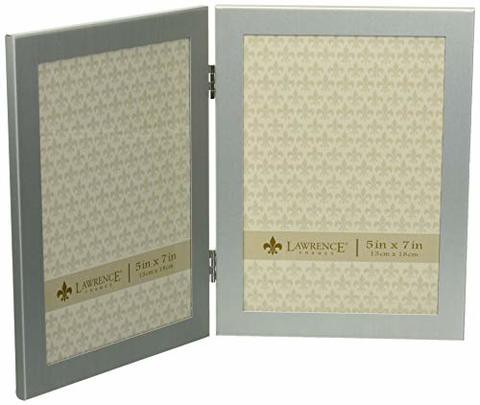 Lawrence Frames Brushed Silver 5 By 7 Hinged Double Metal Picture Frame