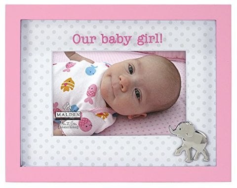 Malden International Designs Memories Our Baby Girl Shadowbox Silkscreened Glass Matted Picture Frame, 4X6, Pink