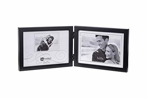 Malden International Designs Black Concept Wood Picture Frame, Double Horizontal, 2-5X7, Black