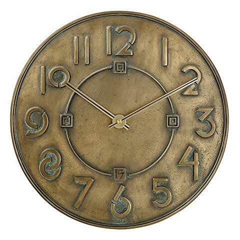 Bulova C3333 Frank Lloyd Wright Exhibition Wall Clock, Antique Bronze Metallic Finish