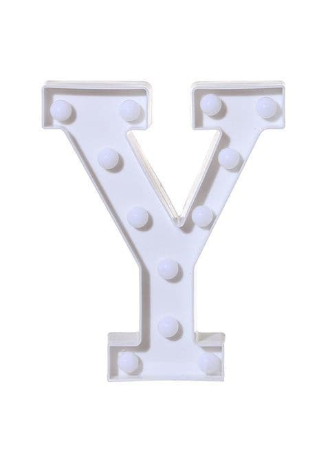 Generic Alphabet LED Letter Lights Light Up White Plastic Letters Standing Hanging Y White 22X18X4.5centimeter