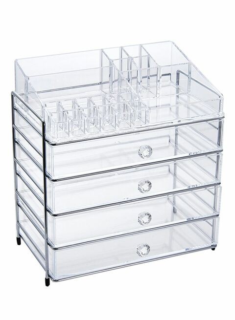 East Lady 5 Tier Bathroom Storage Cosmetic Organizer Gold/Clear 34x22x34cm