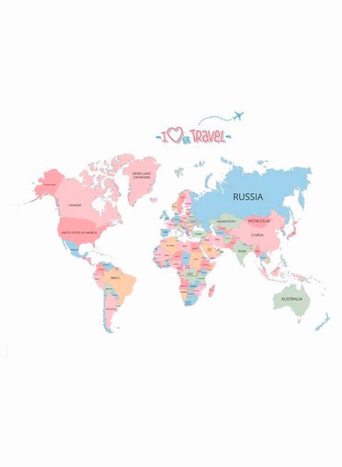 Qiaokai World Map Learning Wall Sticker Multicolour 60X90cm