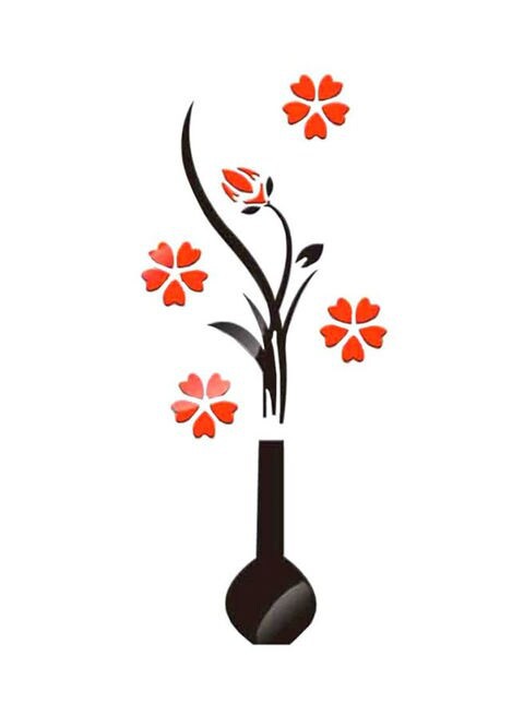 Vander Life 3D Acrylic Vase And Plum Pattern Wall Sticker Black/Orange