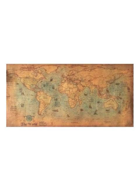 Generic - Nautical World Map Ocean Sea Retro Paper Orange