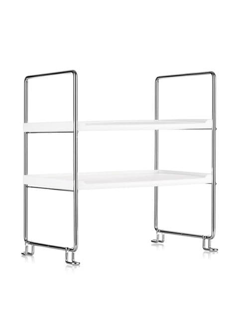 Generic 2-Tier Freestanding Storage Rack White/Silver