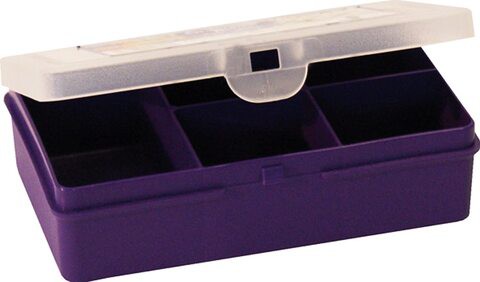 Wham 12805 5 Divisions Storage Box, Violet/Clear - 14.5H X 9.5W X 4D cm