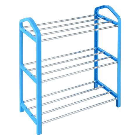 Decdeal - 3-Tier Shoe Rack Shoes Tower Storage Organizer Shelf Cabinet for Home &amp; Office Easy to Assemble Blue