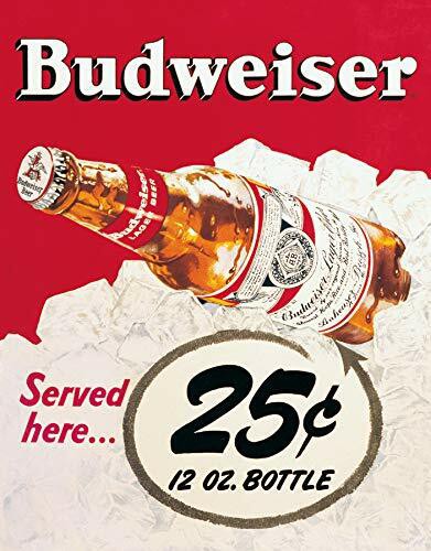 Desperate Enterprises Budweiser - 25 Cents Tin Sign, 12.5&quot; W X 16&quot; H