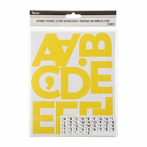 Darice Yellow Alphabet Adhesive Backed Stickers, 100 Piece