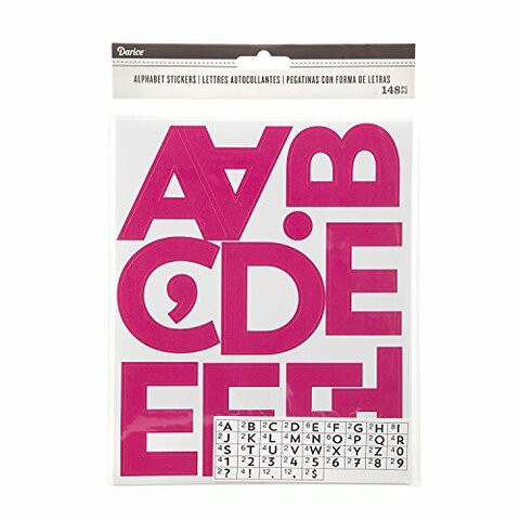 Darice Fuchsia Alphabet Adhesive Backed Stickers, 100 Piece