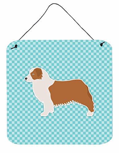 Caroline&#39;s Treasures Bb3733Ds66 Australian Shepherd Dog Checkerboard Blue Wall Or Door Hanging Prints, 6X6, Multicolor