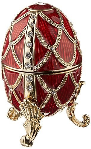 Design Toscano Fh8777 Golden Trellis: Rouge Romanov Style Collectible Enameled Egg, 4 Inch, Pewter, Red And Gold