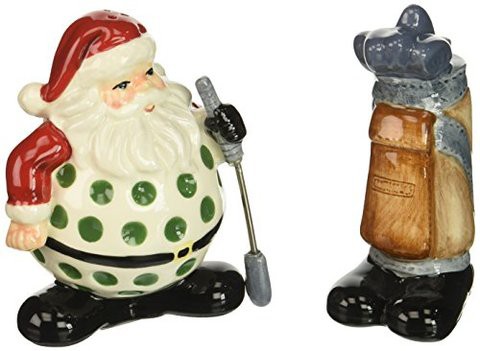 Appletree Design Golf Santa With Bag Salt And Pepper Collection, 3-5/8-Inch