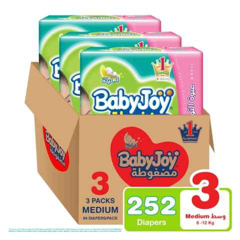 BabyJoy Compressed Diaper Giant Pack Medium 3X84 - 6-12kg