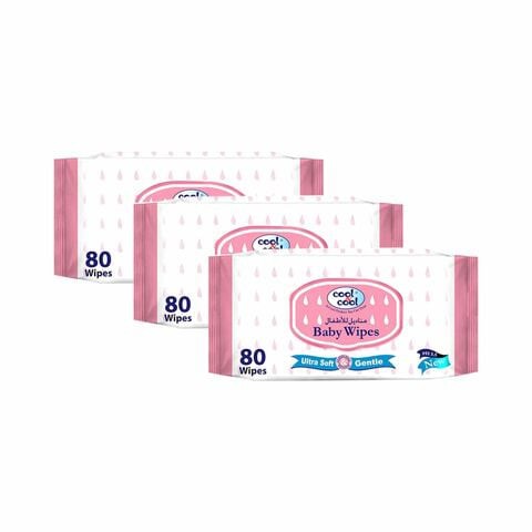 Cool & Cool Ultra Soft & Gentle Baby Wipes 80 Pieces x3