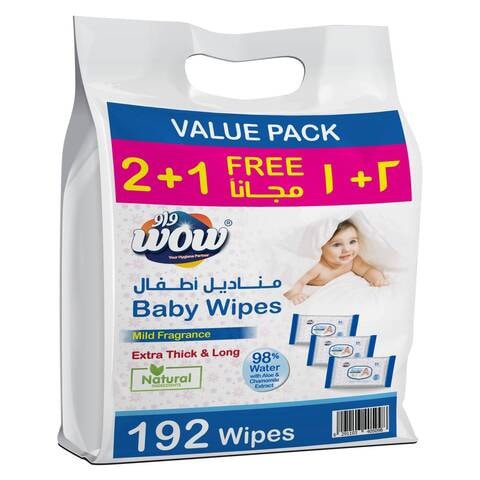 Wow Mild Fragrance Baby Wet Wipes 192 Wipes