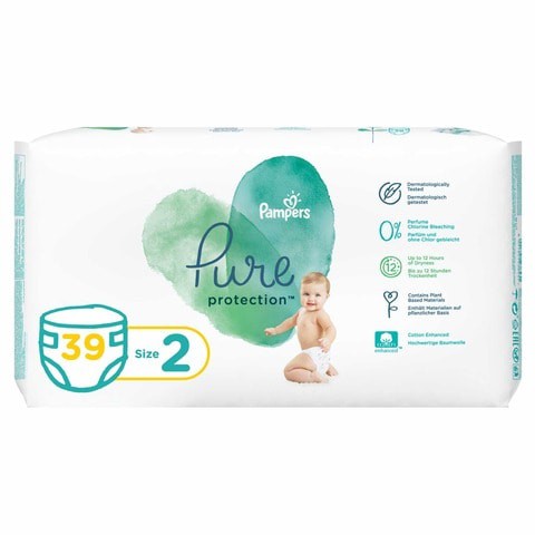 Pampers Pure Protection Dermatologically Tested Diapers Size 2 4-8kg 39 Diaper Count