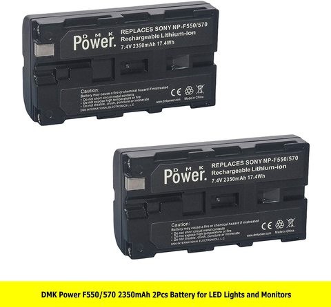 DMK Power Battery 2pcs NP-F550 NP-F570 2350mAh For LED Video Light And Screen Only